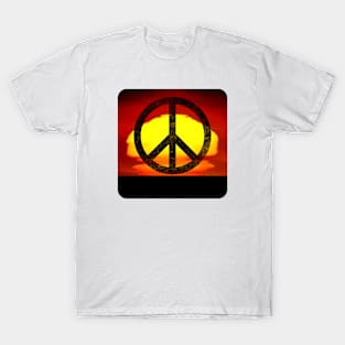 Sunset Silhouette Distressed Peace Symbol T-Shirt